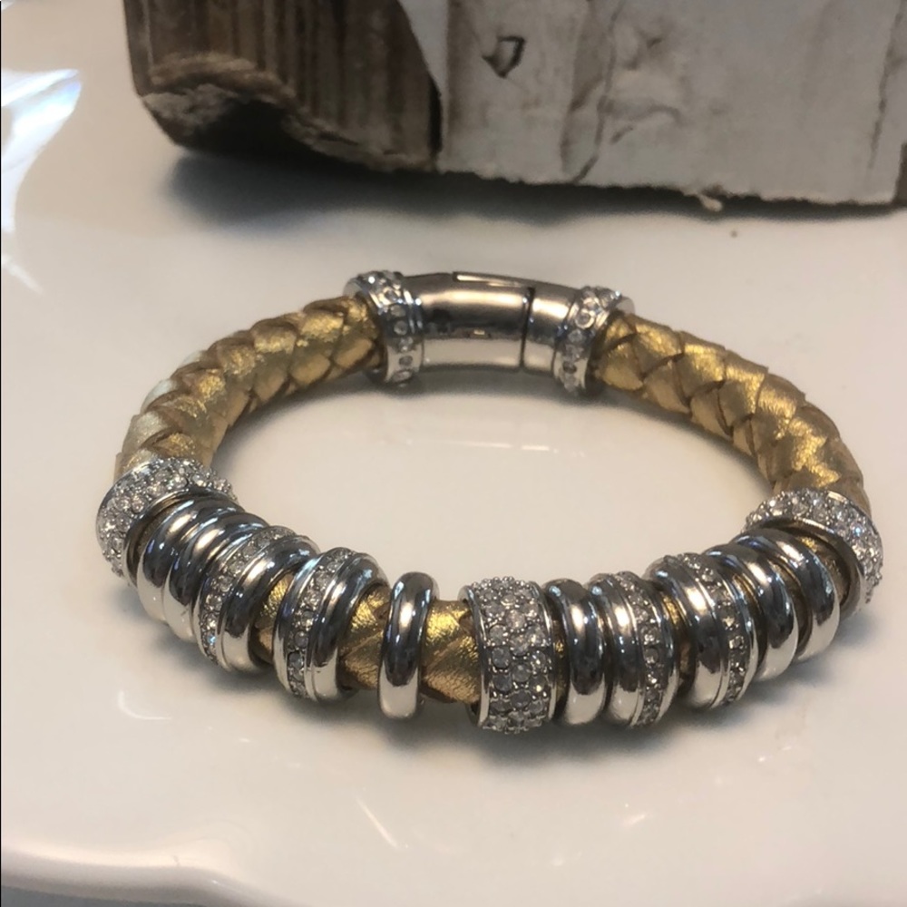 Serena gold leather bracelet
